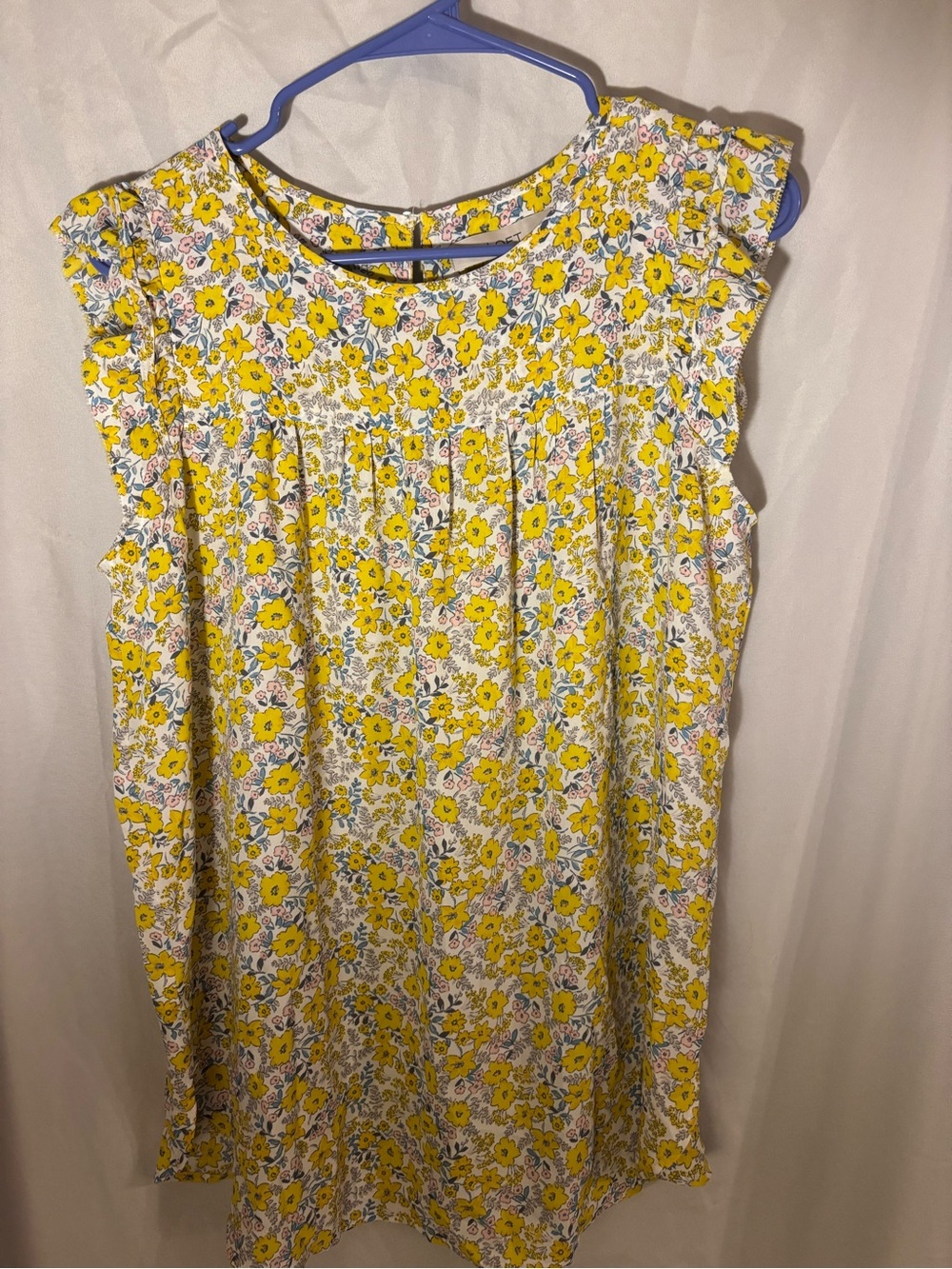 LOFT Yellow Floral Cap-Sleeve tunic